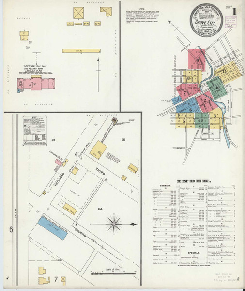 Grove City Pennsylvania 1906 - Fire Insurance Index - Old Map Reprint