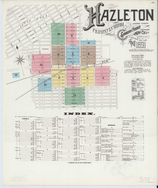 Hazleton Pennsylvania 1891 - Fire Insurance Index - Old Map Reprint