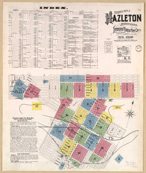 Hazleton Pennsylvania 1900 - Fire Insurance Index - Old Map Reprint