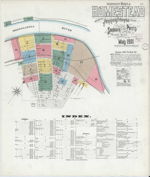Homestead Pennsylvania 1901 - Fire Insurance Index - Old Map Reprint