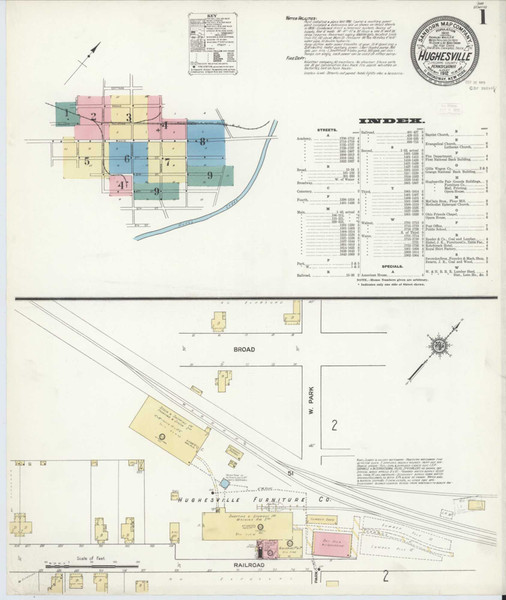 Hughesville Pennsylvania 1912 - Fire Insurance Index - Old Map Reprint