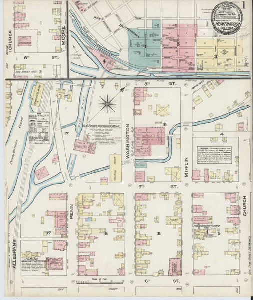 Huntingdon Pennsylvania 1884 - Fire Insurance Index - Old Map Reprint