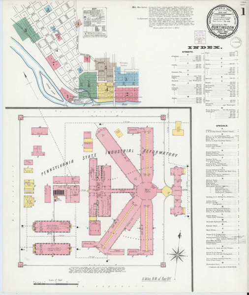 Huntingdon Pennsylvania 1901 - Fire Insurance Index - Old Map Reprint