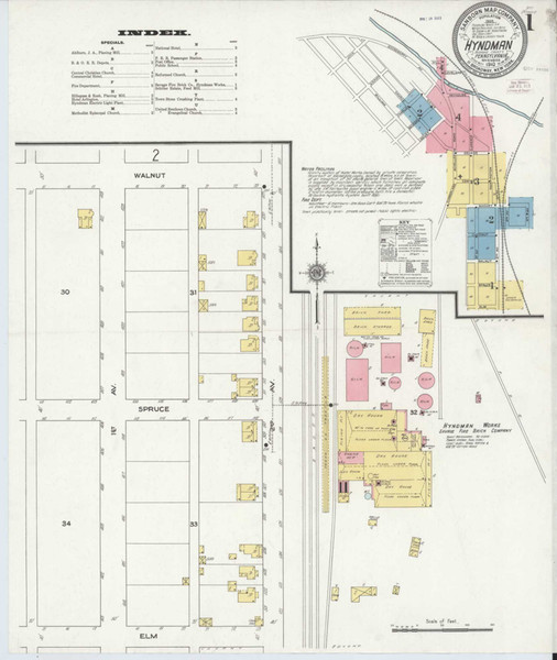 Hyndman Pennsylvania 1910 - Fire Insurance Index - Old Map Reprint