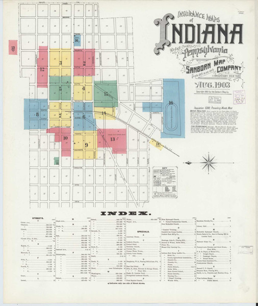 Indiana Pennsylvania 1903 - Fire Insurance Index - Old Map Reprint