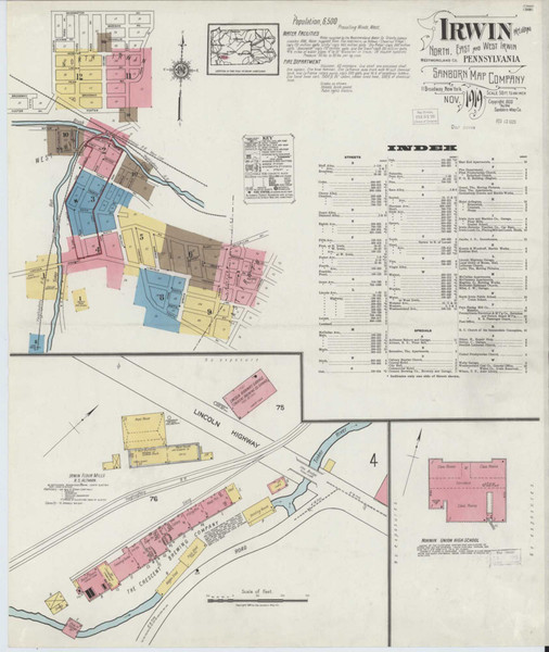Irwin Pennsylvania 1919 - Fire Insurance Index - Old Map Reprint