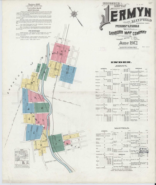 Jermyn Pennsylvania 1912 - Fire Insurance Index - Old Map Reprint