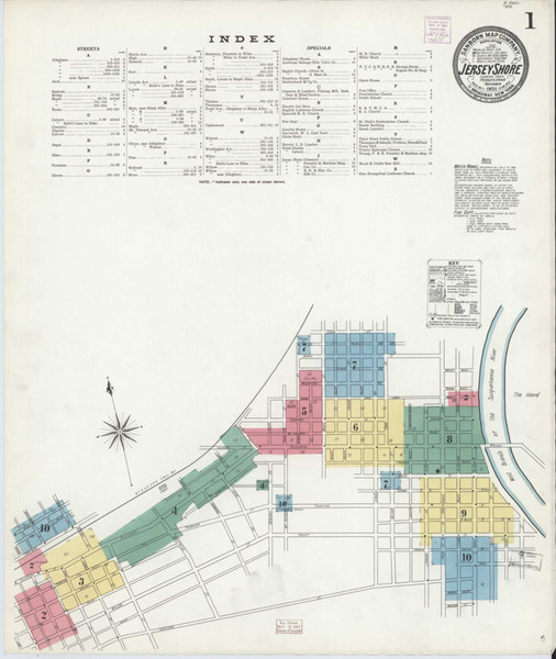 Jersey Shore Pennsylvania 1906 - Fire Insurance Index - Old Map Reprint
