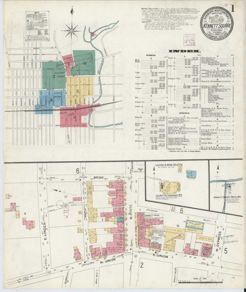 Kennett Square Pennsylvania 1908 - Fire Insurance Index - Old Map Reprint