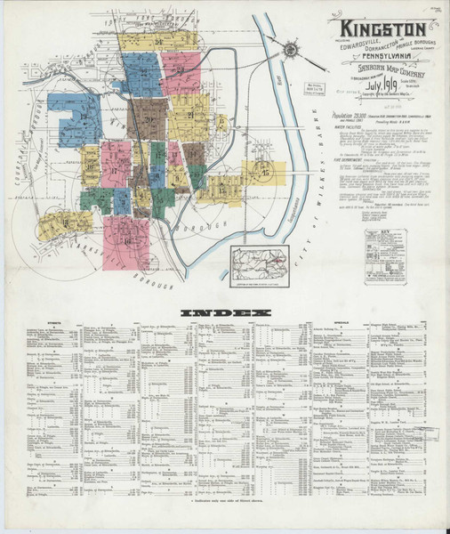 Kingston Pennsylvania 1919 - Fire Insurance Index - Old Map Reprint