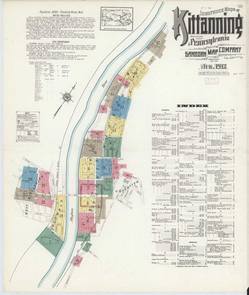 Kittanning Pennsylvania 1913 - Fire Insurance Index - Old Map Reprint