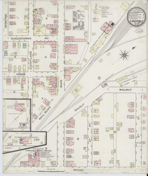 Lansdale Pennsylvania 1886 - Fire Insurance Index - Old Map Reprint