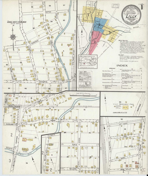 Lilly Pennsylvania 1916 - Fire Insurance Index - Old Map Reprint