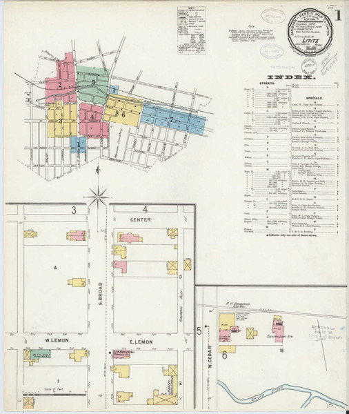 Lititz Pennsylvania 1898 - Fire Insurance Index - Old Map Reprint