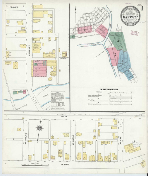 Mahaffly Pennsylvania 1910 - Fire Insurance Index - Old Map Reprint