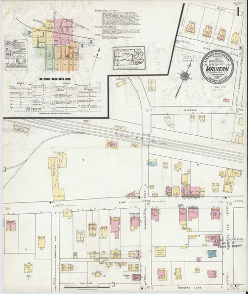 Malvern Pennsylvania 1919 - Fire Insurance Index - Old Map Reprint