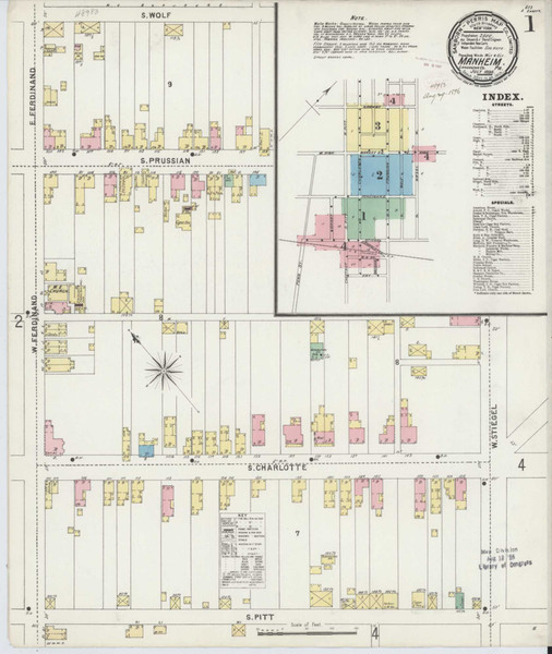 Manheim Pennsylvania 1896 - Fire Insurance Index - Old Map Reprint