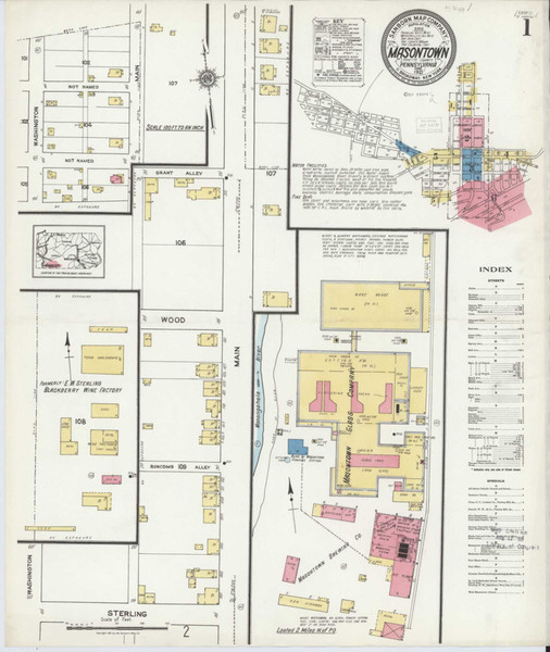 Masontown Pennsylvania 1921 - Fire Insurance Index - Old Map Reprint