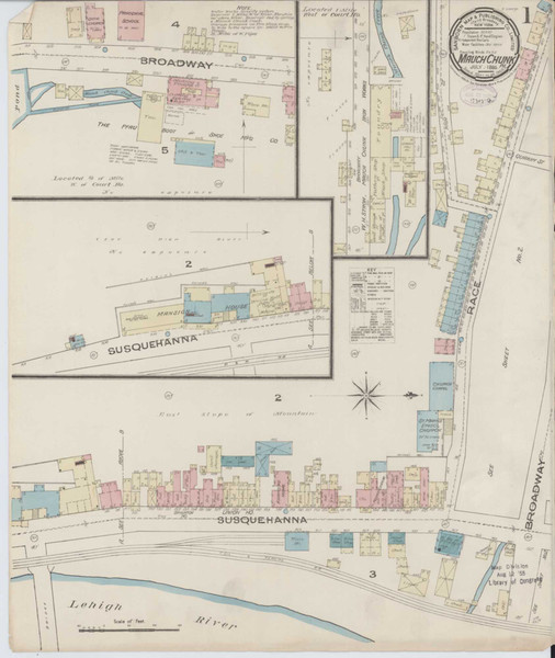 Mauch Chunk Pennsylvania 1885 - Fire Insurance Index - Old Map Reprint