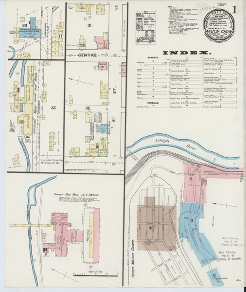 Mauch Chunk Pennsylvania 1891 - Fire Insurance Index - Old Map Reprint