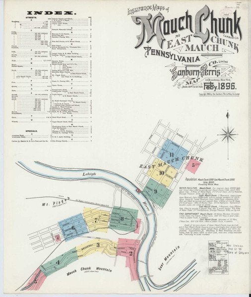Mauch Chunk Pennsylvania 1896 - Fire Insurance Index - Old Map Reprint