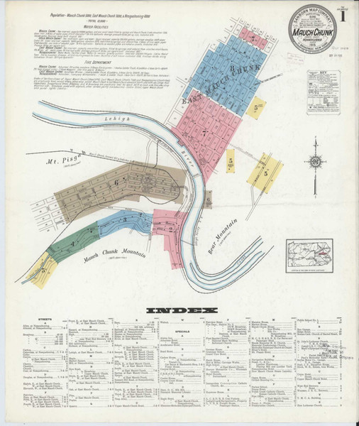 Mauch Chunk Pennsylvania 1915 - Fire Insurance Index - Old Map Reprint