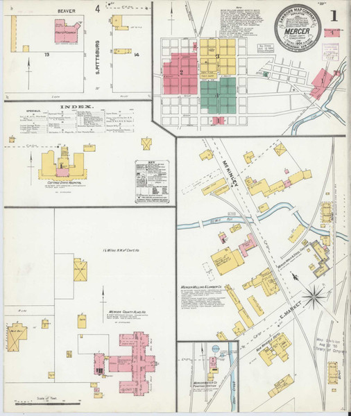 Mercer Pennsylvania 1904 - Fire Insurance Index - Old Map Reprint