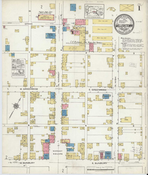 Millerstown Pennsylvania 1921 - Fire Insurance Index - Old Map Reprint