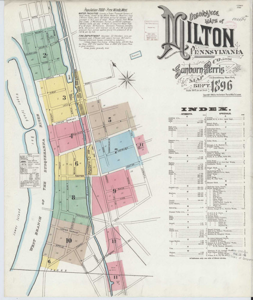 Milton Pennsylvania 1896 - Fire Insurance Index - Old Map Reprint