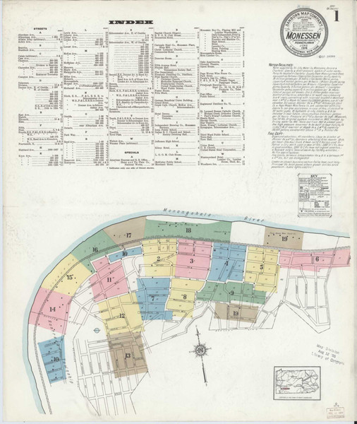 Monessen Pennsylvania 1914 - Fire Insurance Index - Old Map Reprint