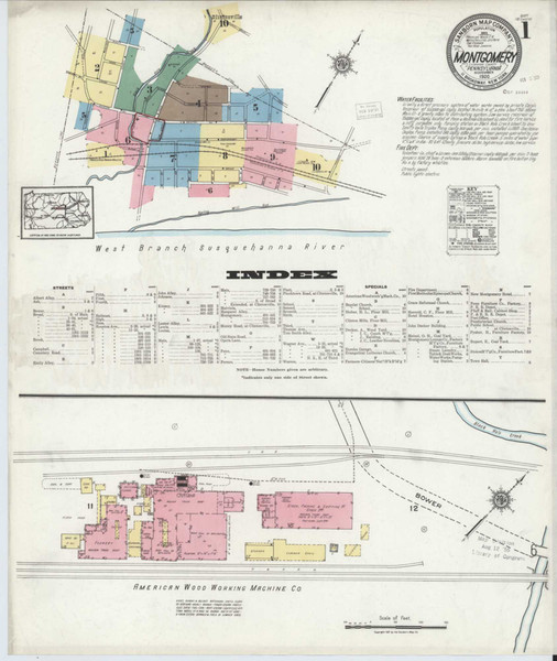 Montgomery Pennsylvania 1920 - Fire Insurance Index - Old Map Reprint