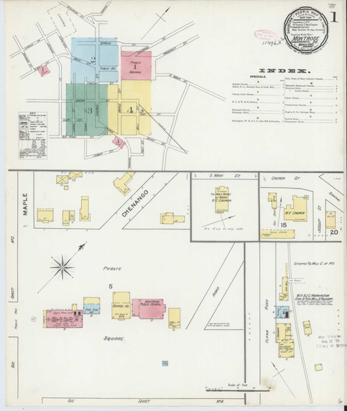 Montrose Pennsylvania 1892 - Fire Insurance Index - Old Map Reprint