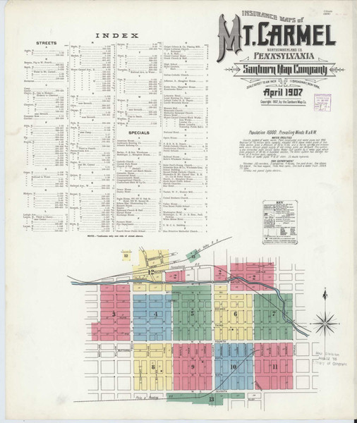Mount Carmel Pennsylvania 1907 - Fire Insurance Index - Old Map Reprint
