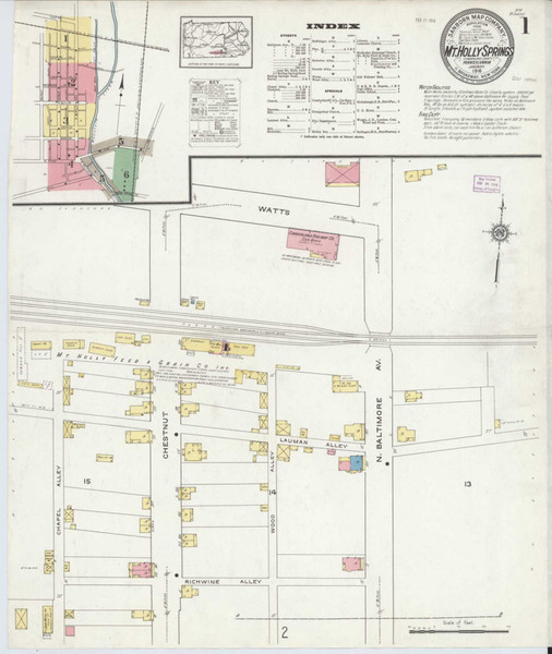 Mount Holly Springs Pennsylvania 1916 - Fire Insurance Index - Old Map Reprint