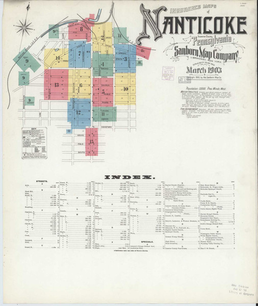 Nanticoke Pennsylvania 1903 - Fire Insurance Index - Old Map Reprint