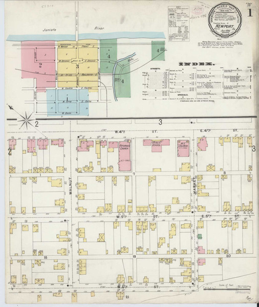 Newport Pennsylvania 1896 - Fire Insurance Index - Old Map Reprint