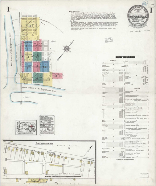 Northumberland Pennsylvania 1923 - Fire Insurance Index - Old Map Reprint