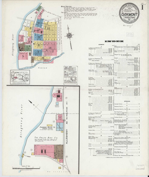 Oakmont Pennsylvania 1921 - Fire Insurance Index - Old Map Reprint