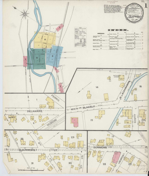 Olyphant Pennsylvania 1893 - Fire Insurance Index - Old Map Reprint