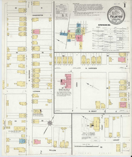 Palmyra Pennsylvania 1911 - Fire Insurance Index - Old Map Reprint