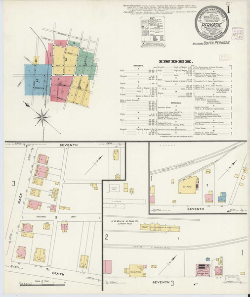 Perkasie Pennsylvania 1908 - Fire Insurance Index - Old Map Reprint
