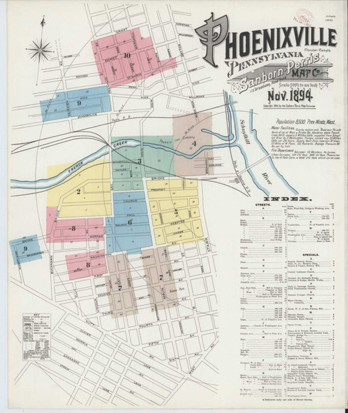 Phoenixville Pennsylvania 1894 - Fire Insurance Index - Old Map Reprint