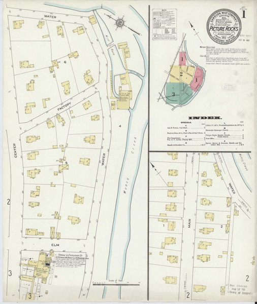 Picture Rocks Pennsylvania 1912 - Fire Insurance Index - Old Map Reprint