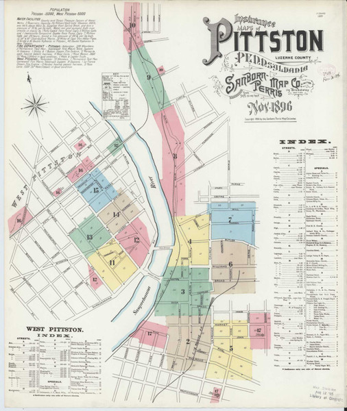 Pittston Pennsylvania 1896 - Fire Insurance Index - Old Map Reprint