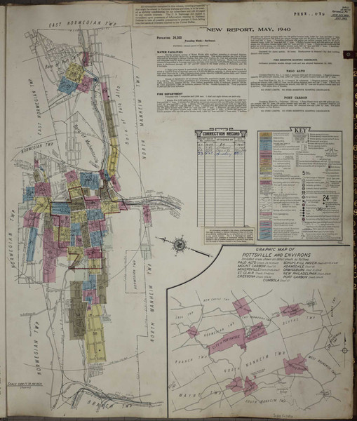 Pottsville Pennsylvania 1950 - Fire Insurance Index - Old Map Reprint
