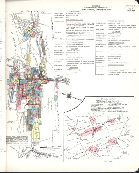 Pottsville Pennsylvania 1955 - Fire Insurance Index - Old Map Reprint