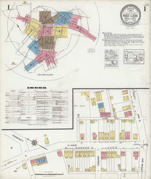 Red Lion Pennsylvania 1923 - Fire Insurance Index - Old Map Reprint