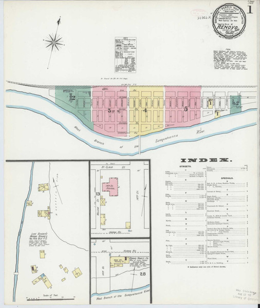 Renovo Pennsylvania 1892 - Fire Insurance Index - Old Map Reprint