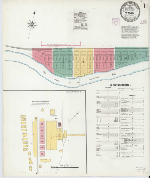 Renovo Pennsylvania 1904 - Fire Insurance Index - Old Map Reprint