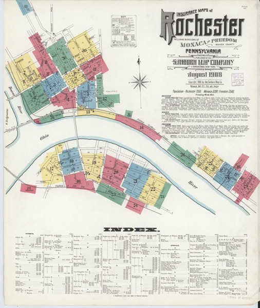 Rochester Pennsylvania 1908 - Fire Insurance Index - Old Map Reprint